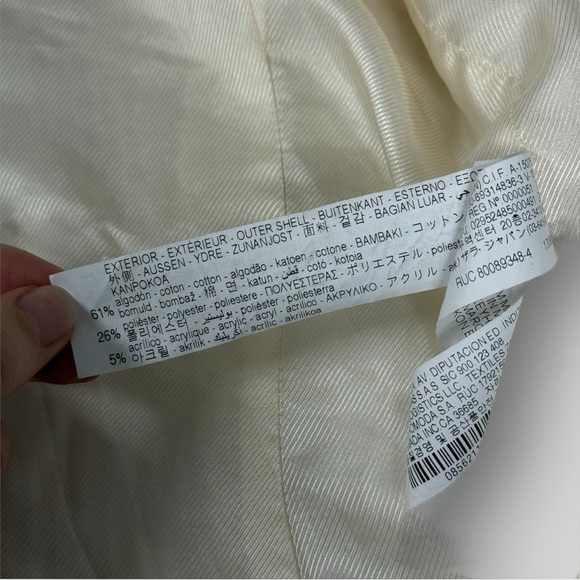 ZARA Cream / white blazer jacket Rhinestones Classy Simple Tweed Sz M - Picture 16 of 16